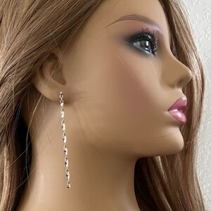 Silver Twisted Drop Earrings - Women Jewelry